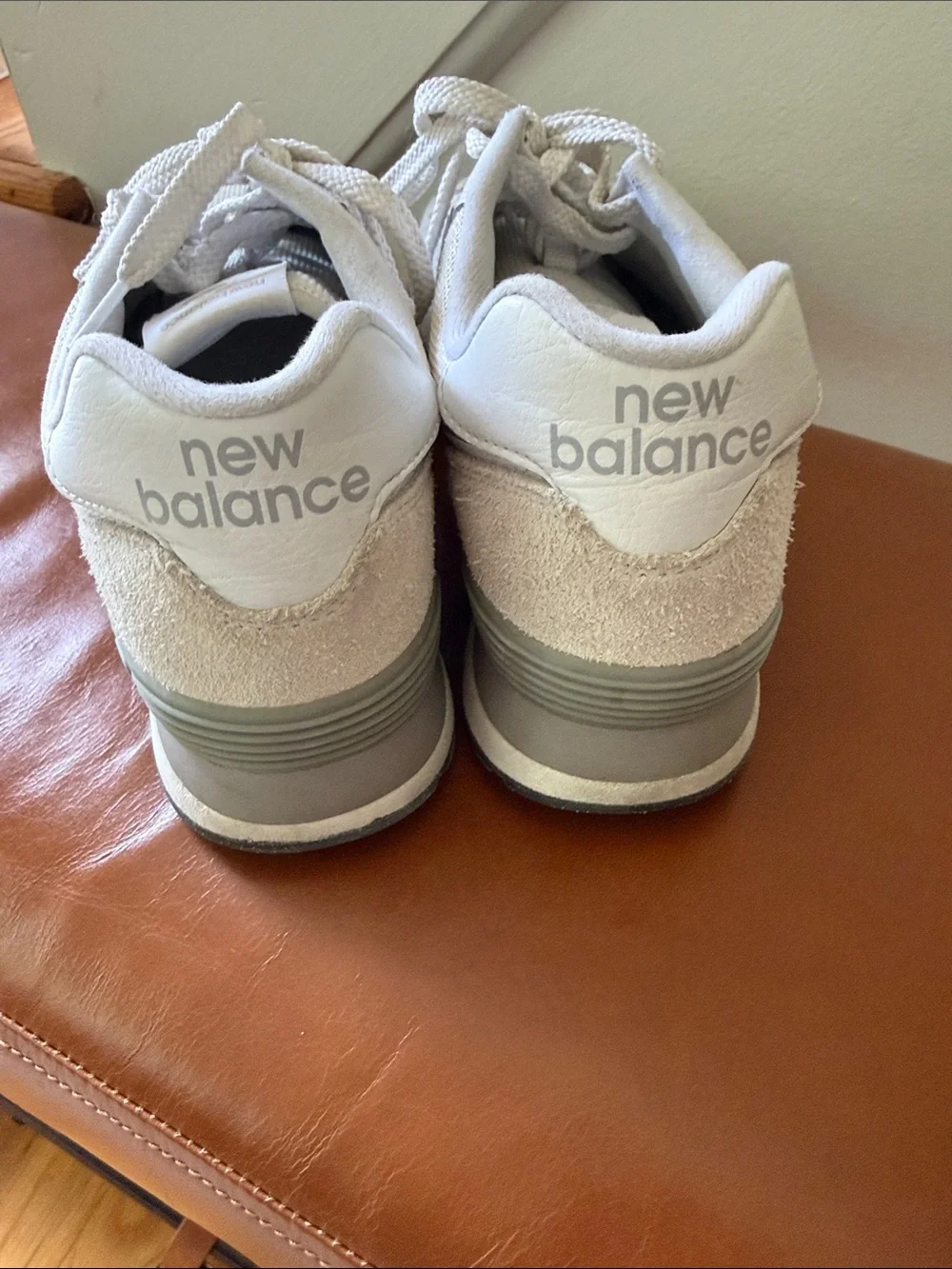 New Balance Light Beige and White Suede Retro Runners